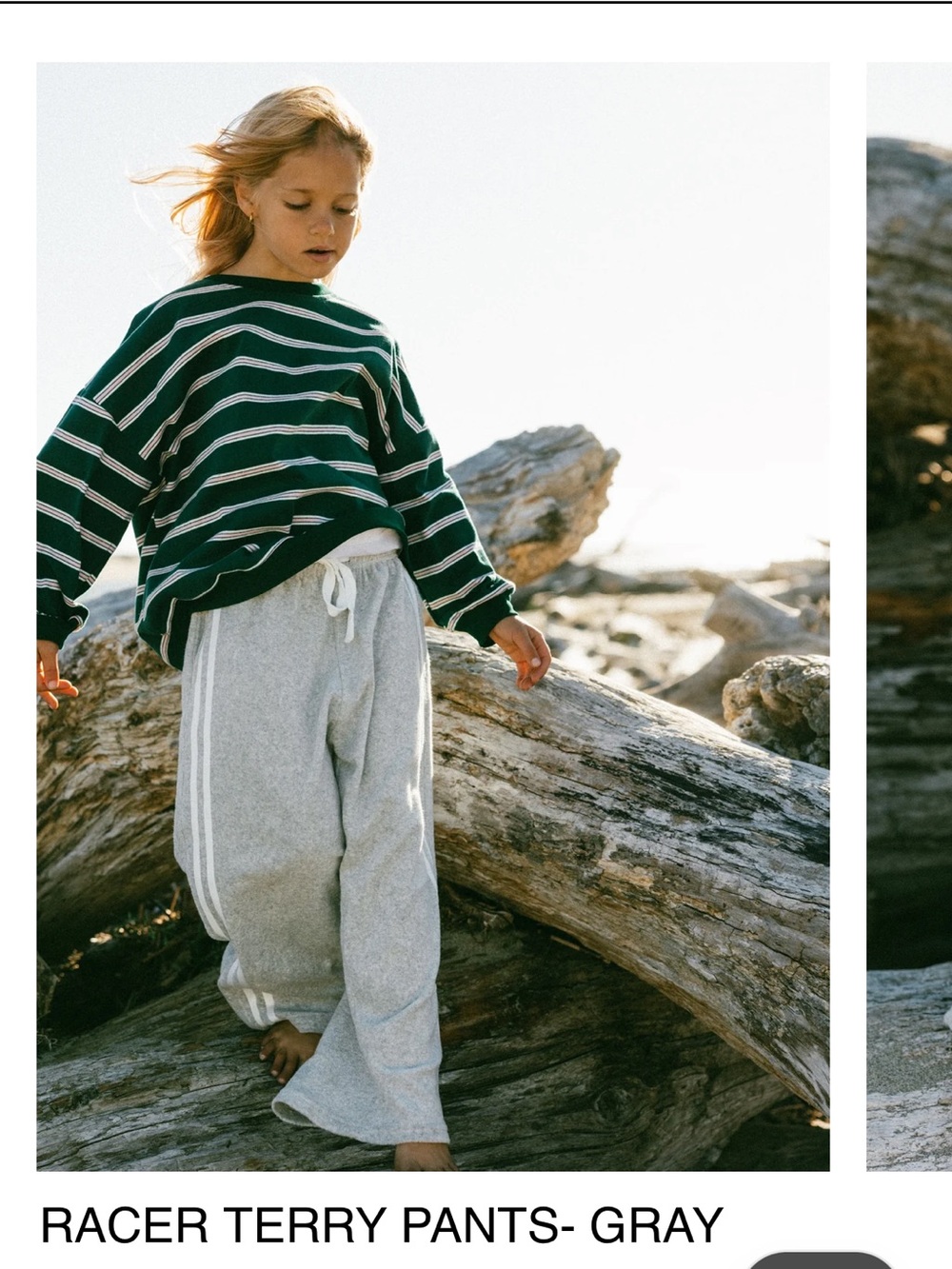 Racer Gray terry wide leg Pants